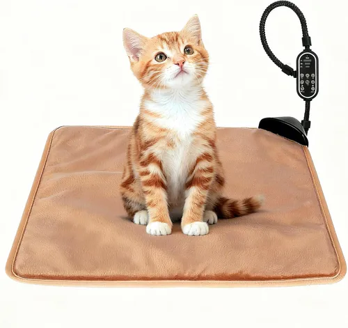 Miniatura 10 de Almohadilla térmica para mascotas para gatos y perros, almohadilla térmica eléctrica segura para gatos con cable resistente a las masticaciones