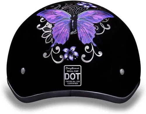 Miniatura 3 de Daytona Helmets - Medio casco de motocicleta con diseño de calavera y huesos cruzados – Aprobado DOT [Gráficos]