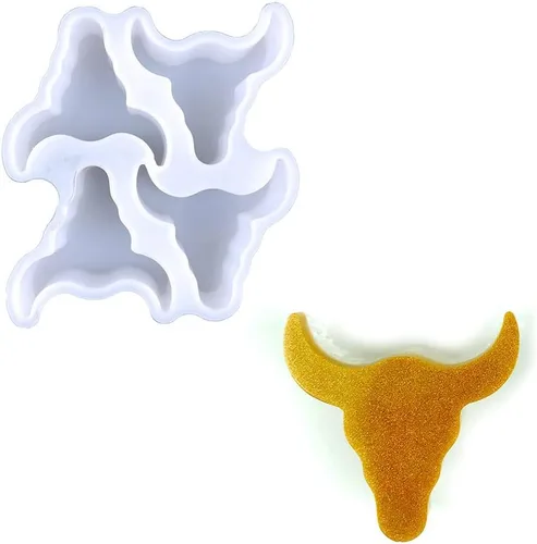 Molde de silicona de Freshie de coche con forma de toro cuatro en uno para hacer jabón Aroma Beads Car Freshie, colgante, vela, resina