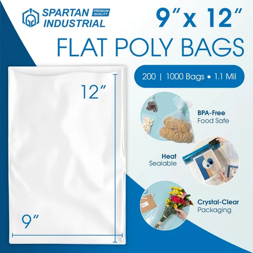 Miniatura 2 de Bolsas de polietileno planas de extremo abierto de 9 x 12 pulgadas (200 unidades) – Bolsas transparentes de plástico de 1.1 mil para embalaje