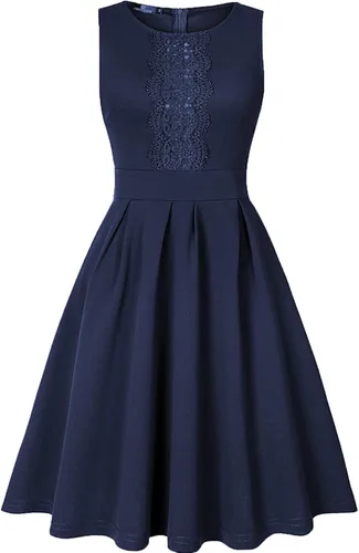 Miniatura 2 de CHICCLOTH Vestidos vintage para mujer, con volantes, bordados, acampanados, acampanados, para cóctel, fiesta, boda, invitadas