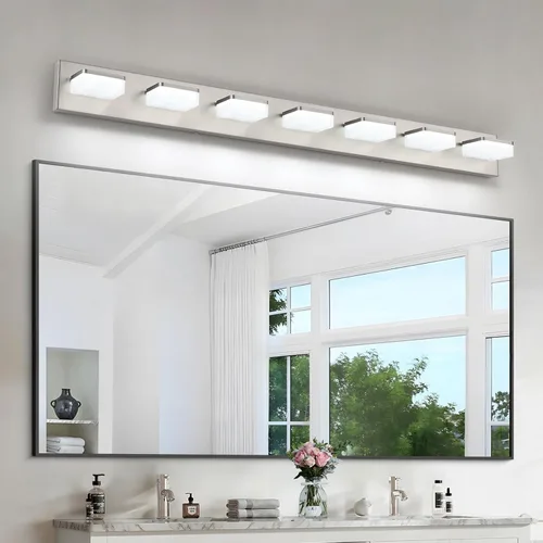 Miniatura 12 de Luces de Tocador de Níquel Cepillado para Baño - Lámpara de Tocador de 3 Luces - Apliques de Pared LED Regulables - Luz Diurna 5500K - Elegantes