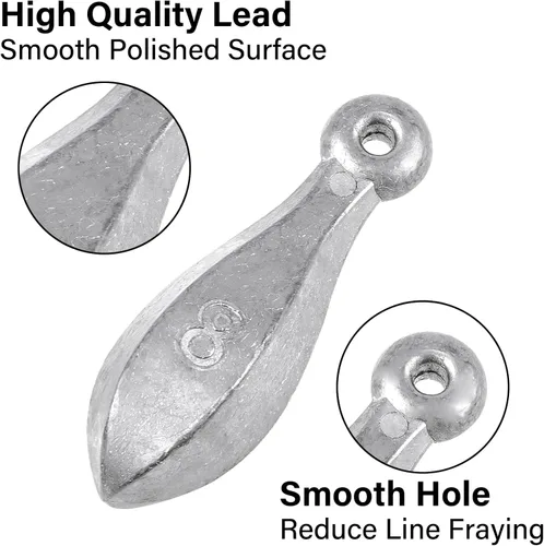 Miniatura 3 de Dr.Fish Bank Sinkers Pesas de pesca de plomo, 1-32 onzas/2 libras, pesos de pesca para gatos de agua dulce, canal de río, surf, pesca de agua salada