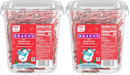 Miniatura 9 de Bastones de caramelo de menta mini festivos de Brach's, caramelo de Navidad, caja de 100