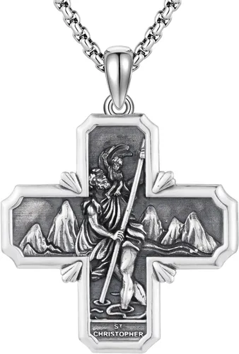 Miniatura 136 de Collar de plata de ley 925 con medalla de San Patrón, colgante de protección católica, amuleto, joyería religiosa para hombres y mujeres