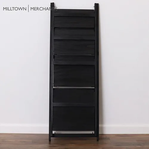 Miniatura 4 de Estante de escalera envejecido, estantería rústica inclinada para decoración del hogar (negro)