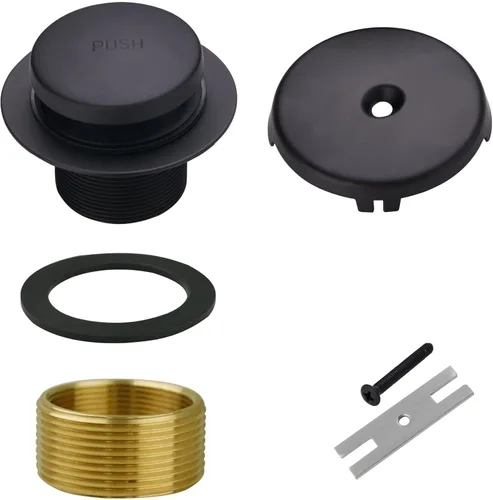 Welsan - Juego de montaje de reborde de drenaje de bañera color negro, con punta de desagüe de un solo agujero, kit de recambio de rosca gruesa con