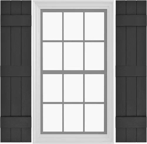 Miniatura 32 de Persianas de Vinilo Board & Batten (1 Par) 11"x31" (3-Tableros) - Negro Cosmos/Pintable Persianas Exteriores para Ventanas Incluye Herrajes