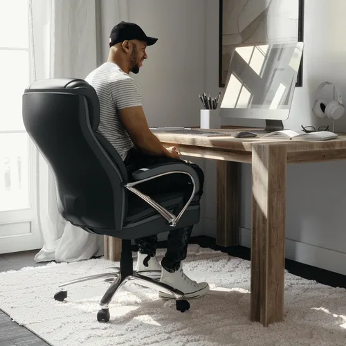 Miniatura 7 de Flash Furniture HERCULES Series Big & Tall - Silla de oficina ergonómica giratoria ejecutiva LeatherSoft de 500 libras con asiento extra ancho