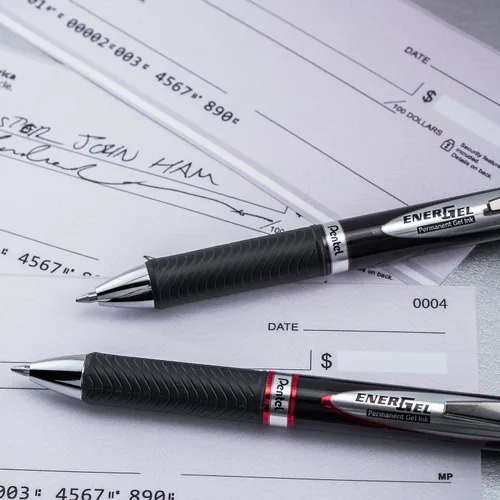 Miniatura 9 de Pentel EnerGel PRO - Bolígrafo de gel permanente, (0.028 in), línea media, archivador y resistente al agua, tinta negra, paquete de 2