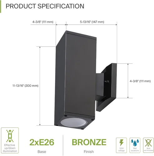 Miniatura 2 de ASD 2 accesorios de iluminación exterior - 120W E26 120V Cilindro arriba y abajo de bronce moderna lámpara de pared al aire libre LED CFL bombilla