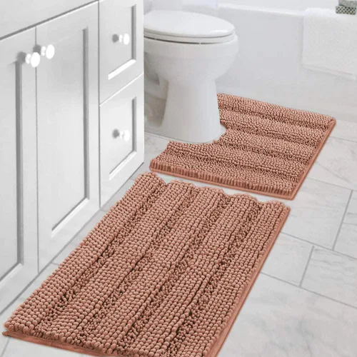 Miniatura 13 de H.VERSAILTEX - Alfombras de baño, juego de 2 piezas, alfombra de contorno para baño, juego de alfombras para inodoro, alfombra antideslizante