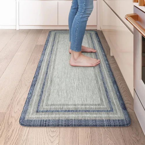 Miniatura 99 de KIMODE - Juego de 2 tapetes de cocina bohemios, antifatiga, antideslizantes, impermeables, ergonómicos, acolchados, cómodos, para lavandería, Caqui