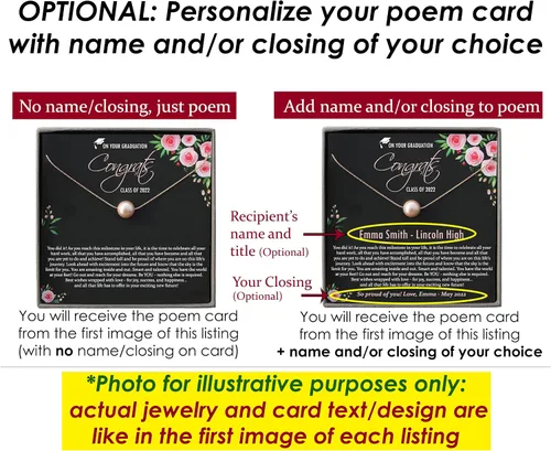 Miniatura 6 de Be Wished Personalized Graduation Gifts for Women, Birth Flower Necklace with Meaningful Message. Goldfilled or 925 Sterling Silver