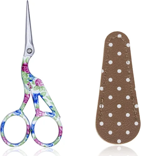 Miniatura 17 de BIHRTC - Tijeras de crochet de 4.5 pulgadas con estuche, tijeras de bordar de acero inoxidable, afiladas para manualidades, costura, hilo, Celadon