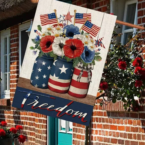Bandera de Freedom House del 4 de julio, 28 x 40 pulgadas, bandera patriótica floral del Día de la Independencia, bandera de Estados Unidos, bandera