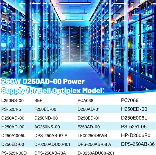 Miniatura 3 de D250AD-00 H250ad-00 Fuente de alimentación de 250W para Dell Optiplex 390 3010 990 790 DT 530s 537s 540s 545s 546s 560s 570s 580s Vostro 200s 220s