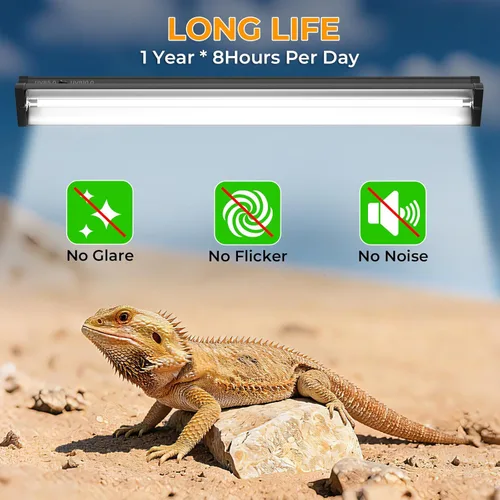 Miniatura 5 de Lustaled Kit combinado de luz para reptiles T5 UVB de 22 pulgadas y 24 W para reptiles tropicales y del desierto, UVB 5.0 conmutable, UVB 10.0