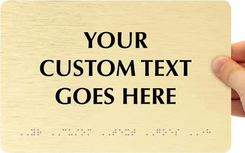 Miniatura 5 de SmartSign Letrero de Braille personalizado horizontal, 6 x 9 pulgadas, compatible con ADA, opciones de oro cepillado/plata, letrero de plástico