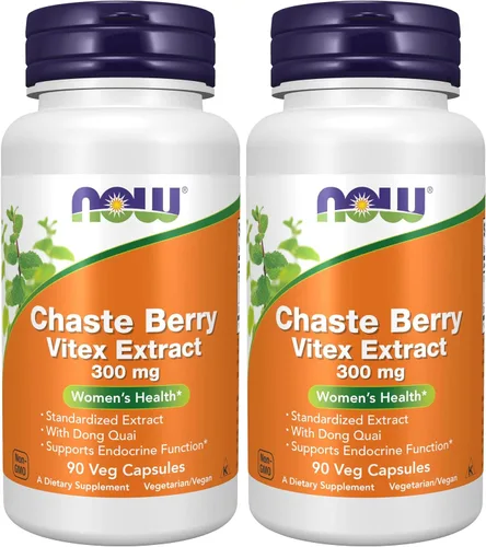 Miniatura 9 de Suplementos NOW, extracto de bayas de Vitex Chaste de 300 mg con dong quai, salud de la mujer*, 90 cápsulas vegetales