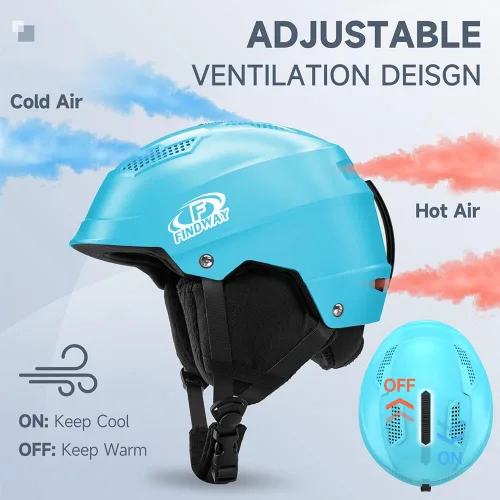 Miniatura 5 de Findway Casco de esquí profesional, casco de snowboard compatible con gafas, [forro extraíble y certificado de seguridad] a prueba de golpes y Negro
