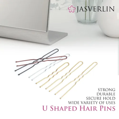 Miniatura 3 de JASVERLIN Horquillas en forma de U, color negro, tamaño surtido, pequeño y largo, para moños, peinados de boda, accesorios para mujeres y niñas, 150