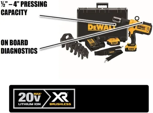 Miniatura 15 de DEWALT 20V MAX Kit de herramienta de presión para tubería de plomería inalámbrica con cabezas de engaste, herramienta de prensa profesional