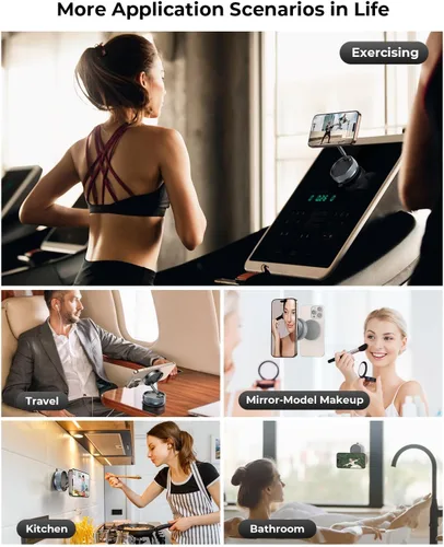 Miniatura 6 de Soporte magnético de teléfono al vacío mejorado [89 libras de succión más fuerte y 24 x N55 ultra magnético] Soporte de teléfono ajustable de 360°