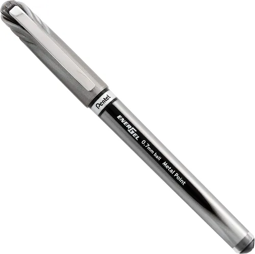 Miniatura 6 de Pentel EnerGel NV - Bolígrafo de gel líquido, (0.028 in), línea media, con tapa, punta de metal, tinta negra, caja de 12 unidades (BL27-A)