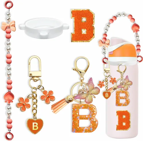 Miniatura 17 de Lindo Juego de Dijes de Letras para Botella de Agua Owala de 24oz, 32oz, 40oz, Owala Kids y Vaso de Café, FreeSip – Incluye Correa con Asa, para Rosa