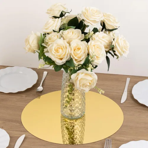 Miniatura 34 de Efavormart - Paquete de 6 platos de carga de plástico acrílico con relieve de encaje rústico dorado de 13 pulgadas