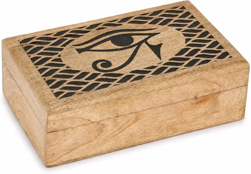 Miniatura 12 de Ajuny Caja de joyería de madera con tallas del árbol de la vida, estuche de viaje para bisutería, caja de almacenamiento hecha a mano, cofre