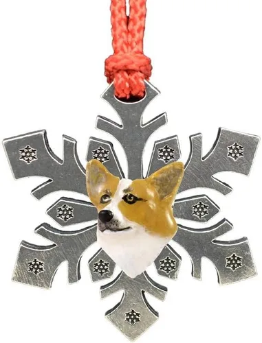 Miniatura 47 de Adorno navideño para colgar en la cabeza de collie con borde de peltre antiguo hecho a mano para decorar coronas y árboles de Navidad del hogar