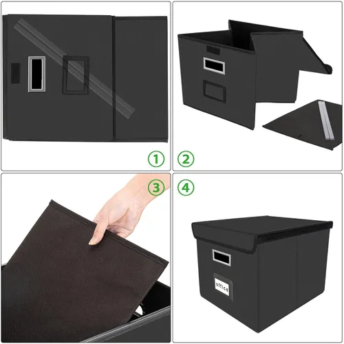 Miniatura 5 de Cajas Organizadoras de Archivos de Cuero Portátiles con Tapas, Organizadores de Cajas de Documentos para Oficina, Cajas de Archivo, Cajas de Archivo