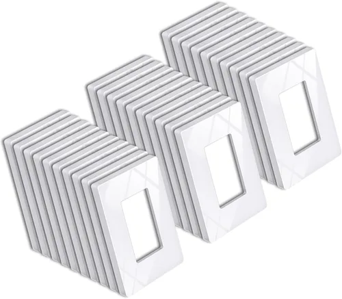 Miniatura 24 de BESTTEN Placa de pared sin tornillos de 5 segmentos, cubierta de enchufe decorador, placa decorativa para interruptor, serie blanca nieve brillante