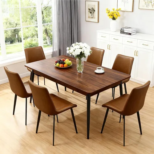 Miniatura 15 de Juego de 2 sillas de comedor modernas, sillas de comedor de cuero PU, sillas de cocina tapizadas con respaldo ergonómico y patas de metal