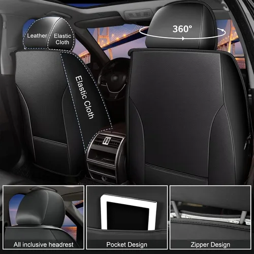 Miniatura 3 de Fundas para Asientos de Coche Compatibles con Nissan Leaf 2011-2025 2026, Juego Completo Personalizado de Fundas de Asiento de Piel Sintética