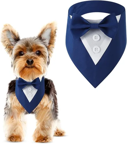 Miniatura 13 de Bandana de esmoquin, collar ajustable para mascotas con lazo para perros pequeños, medianos y grandes, ropa formal de boda, regalos de cumpleaños