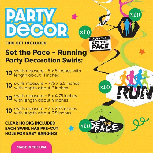 Miniatura 2 de Big Dot of Happiness Set the Pace - Decoraciones para correr - Decoraciones de fiesta - Serpentinas colgantes para fiestas - Pista, Cross Country