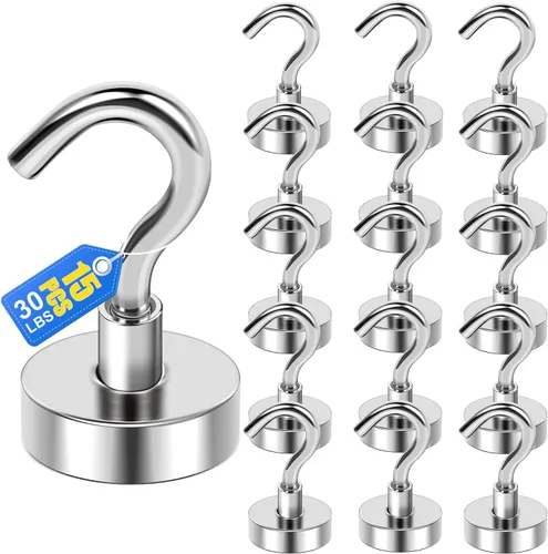 Miniatura 16 de LOVIMAG - Ganchos magnéticos, imanes de 30 libras con ganchos para crucero, ganchos magnéticos negros para colgar, refrigerador, aula, nevera