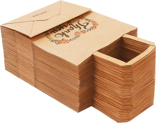 Miniatura 7 de 50 bolsas de regalo de agradecimiento a granel, 8 x 4.75 x10 pulgadas, bolsas pequeñas de regalo de papel de estraza con asas, bolsas para regalos