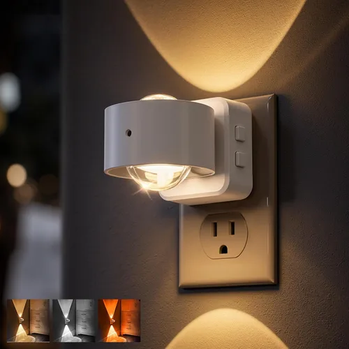 L LOHAS LED Proyector de luz nocturna, luces nocturnas enchufables a la pared, 2000 K/3000 K/5000 K, luz nocturna de temperatura de color ajustable,