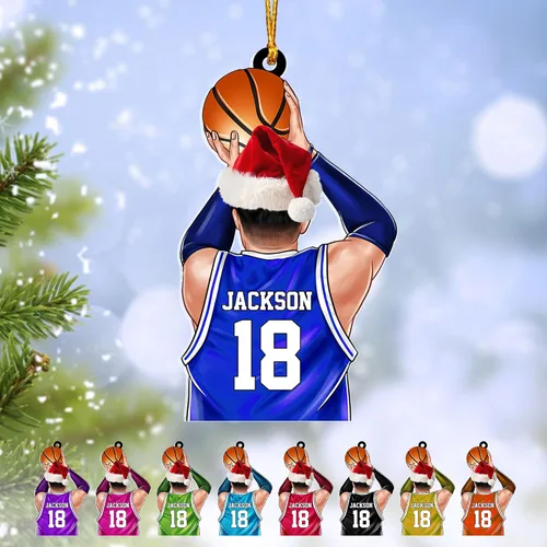 Miniatura 30 de Adorno Personalizado de Baloncesto 2025 - Adorno de Jugador de Baloncesto - Adornos de Árbol de Navidad de Baloncesto - Regalos de Jugador de Bkb 5