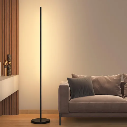 Miniatura 7 de Lámpara de Pie LED de Esquina, Cabezal Giratorio de 360°, Súper Brillante 1800LM Lámparas de Pie Minimalistas Regulables con Control Remoto, Negro