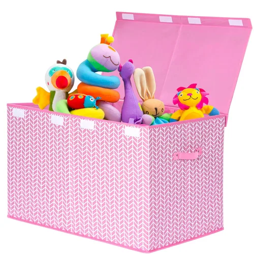 Mayniu Caja de juguetes extra grande con divisores, organizador de almacenamiento de juguetes resistente de 120 litros, cesta para niños, niñas,