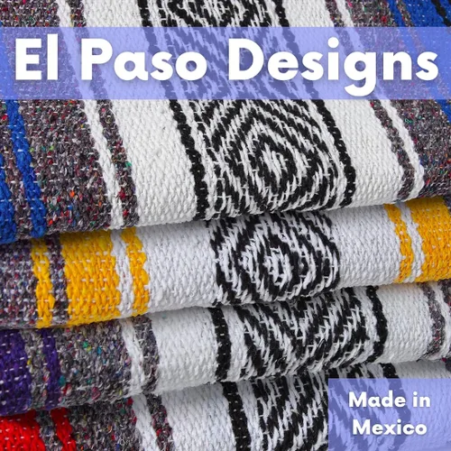Miniatura 6 de El Paso Designs Manta de yoga mexicana – Colorida manta falsa serape para yoga, playa, picnic, silla de montar o decoración del hogar – Manta Azul