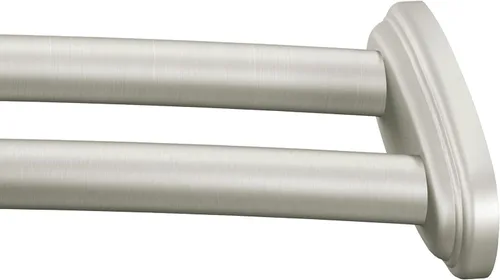 Moen DN2141BN - Barra doble, curvada y ajustable para cortina de ducha, 57 a 60 pulgadas, acero inoxidable, color níquel cepillado, montada en pared