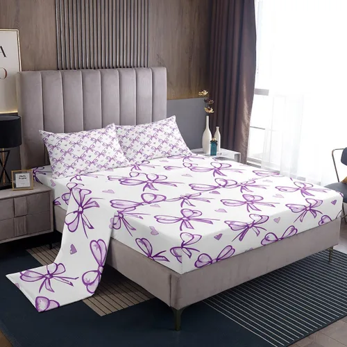 Miniatura 37 de Juego de sábanas de princesa con lazo rosa para niños, tamaño individual, zapatos de ballet, juego de ropa de cama de dibujos animados de oso