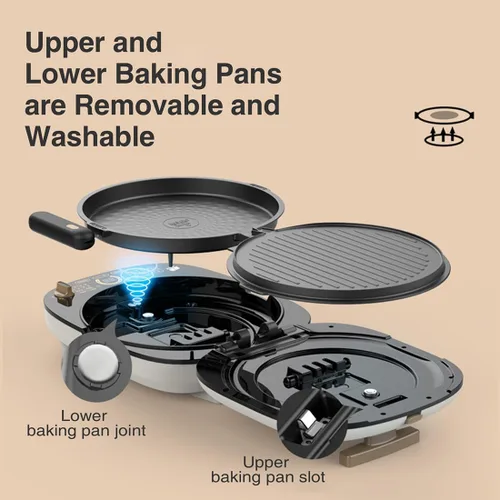 Miniatura 5 de LIVEN Bandeja eléctrica para hornear LR-D3027S, plancha eléctrica extraíble para barbacoa, panadería, bistec, panqueques de huevos, 1500 W