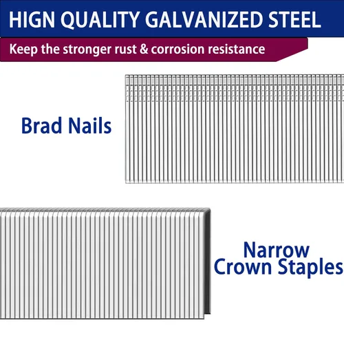 Miniatura 5 de HW HAMWOO 1800 grapas de corona estrecha de calibre 18, grapas de corona estrecha de 1/4 pulgadas (1/2 "- 400; 3/4 - 400; 1 a 400) y clavos Brad